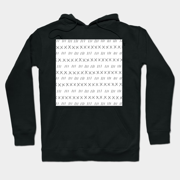 Grey and White Hand Drawn Pattern Hoodie by dreamingmind